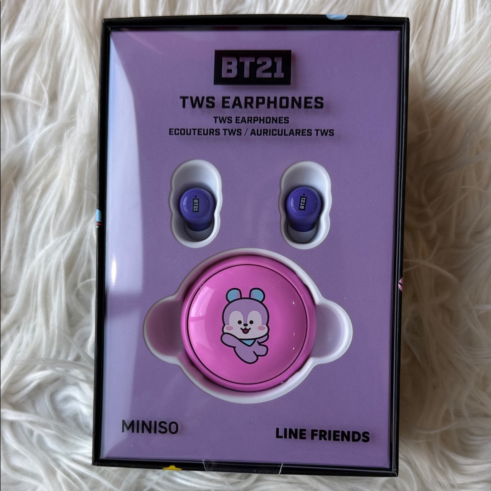 BT21 Mang Miniso Pink and Purple Earbud Headphones